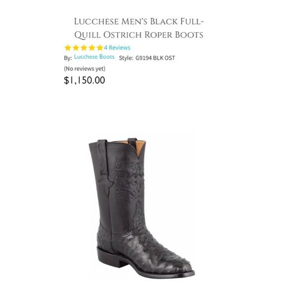 Lucchese Men's Full-Quill Ostrich Roper Boots - Picture 15 of 15